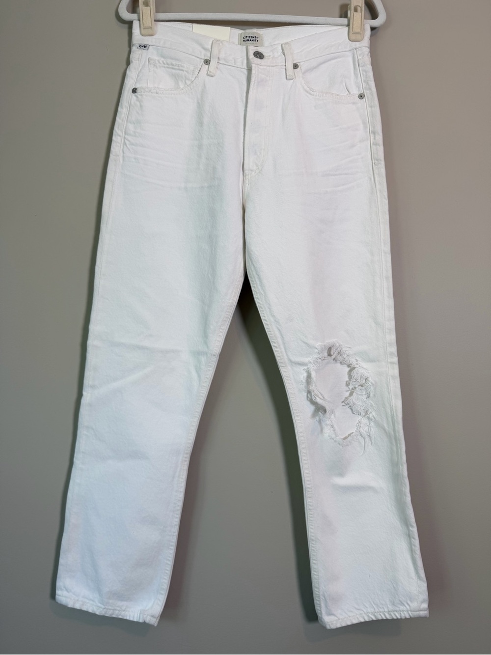 Citizens of Humanity Charlotte Crop High Rise Straight Jeans Distressed 27 NWT